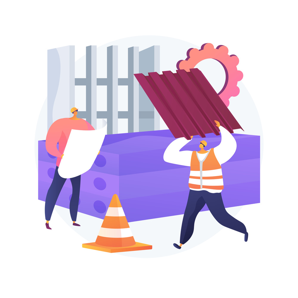 Construction quality control abstract concept vector illustration. Quality management, building progress, project requirements, materials specification, architecture blueprint abstract metaphor. SaaS platforms
