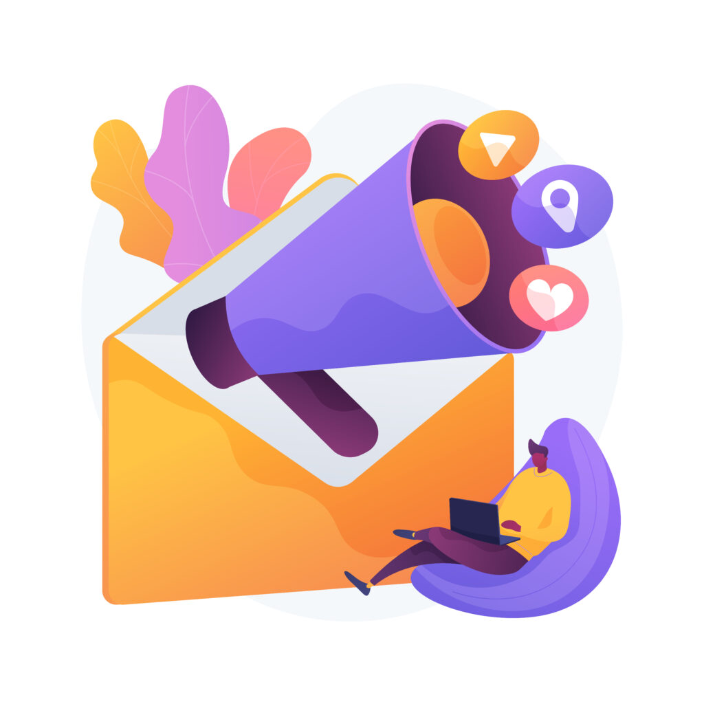Email marketing abstract concept vector illustration. Email newsletter service, personalized message, connect with a customer, automated sending tool, permission based marketing abstract metaphor.